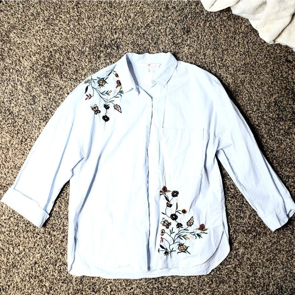 Zara Trafaluc | Floral Embroidered Button Down Top